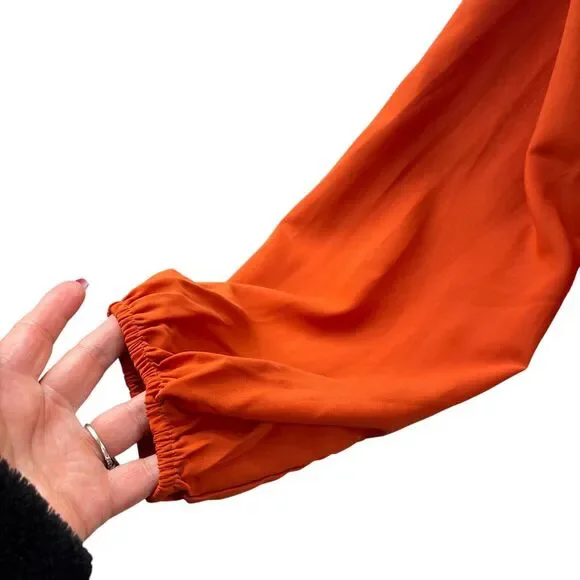 Lulus Twisty Business Orange Twist-Front Long Sleeve Top Sz L Hippy Romantic - Picture 5 of 9